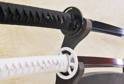 SET OF SWORDS JAPANESE Samurai KATAN  STEEL layered Damascus, BLACK AND WHITE SAYA R895