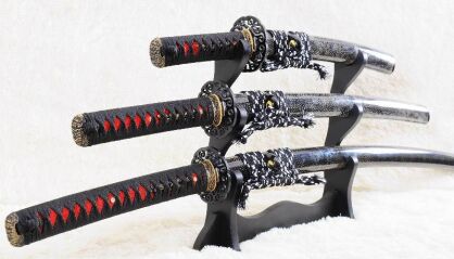 SET OF SWORDS JAPANESE Samurai HONSANMAI  STEEL layered and high-carbon, R889