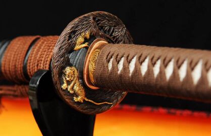 Samurai sword KATANA  STEEL BLACK layered Damascus, HAND KUTA, R345