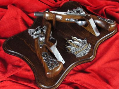 TWO GUNS IN WOOD of a sailing ship  (WTR-240)