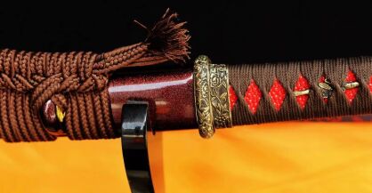 Samurai sword wakizashi, ??1095 High Carbon Steel RED layered Damascus, R322