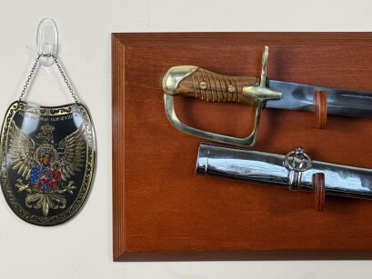 Ulan SOFT POLISH SABRE wz 1934 with the scabbard on the decorative board
