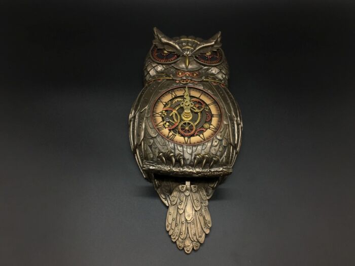 STEAMPUNK OWL PENDULUM WALL CLOCK VERONESE  (WU77195A4)