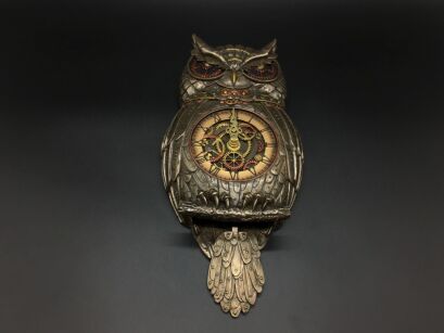 STEAMPUNK OWL PENDULUM WALL CLOCK VERONESE  (WU77195A4)