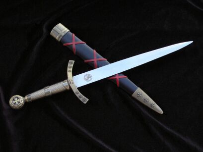 KNIGHT DAGGER TEMPLAR WITH SCABBARD JT5177B-RD MEGA HIT 40 CM