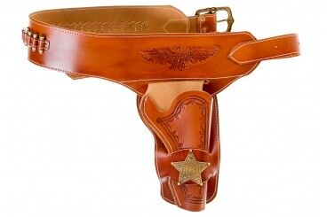 LEATHER COWBOY BELT ON ONE REVOLVER 721