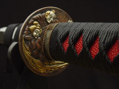 SWORD KATANA , 1095 High Carbon Steel and layered hand-forged, BEAUTIFUL TSUBA R410