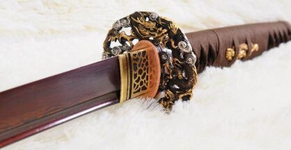 Samurai sword KATANA , STEEL RED layered Damascus, hand-forged, R890