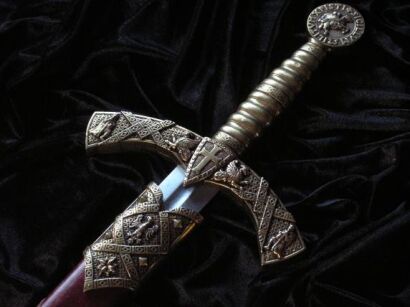 MEDIEVAL KNIGHTS TEMPLAR SWORD With PERIOD crusade XIIw  (4163/L)