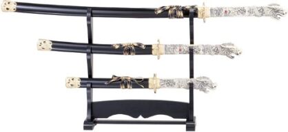 Richly decorated with samurai swords SET WITH STAND  (C-003/4) 