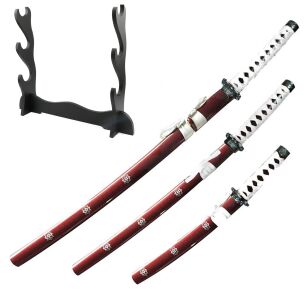 ZESTAW KATANA WAKIZASHI TANTO ZE STOJAKIEM 5KM28-3PCRD