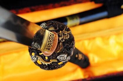 Katana samurai sword STEEL layered and 1095 high, hardened clay, r714