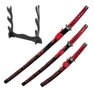 ZESTAW KATANA WAKIZASHI TANTO ZE STOJAKIEM 5KM30-3PC