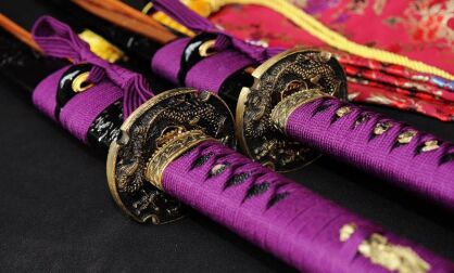 SET OF SWORDS JAPANESE Samurai Wakizashi KATAN I  STEEL layered Damascus, R346