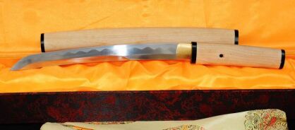 Samurai DOLCH TANTO, Kohlenstoffstahl 1095 SAYA Holz weiß R363