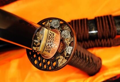 Samurai sword wakizashi, ​​1095 High Carbon Steel, hardened clay, R325